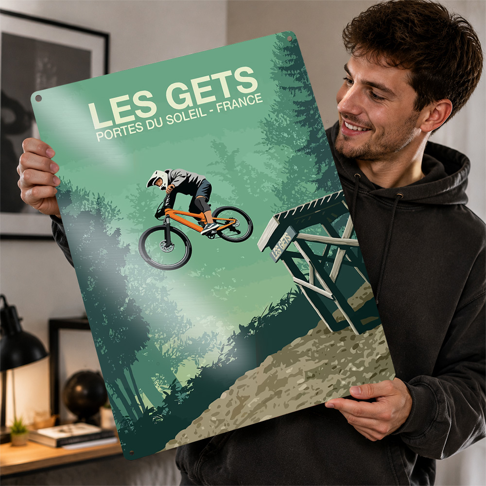 Mountain Biking Europe - ملصق مطبوع بتصميم قفز الدراجة الجبلية
